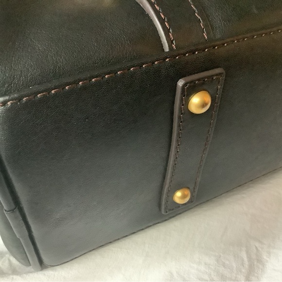 Dooney Bourke All Black Florentine Leather Small Buckle Satchel Bag - Picture 10 of 15